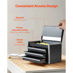 Amocart 8.6in 3 Drawers Metal Tool Box Portable Tools Chest with Feet Pads & Ball Bearing Powder Coated Tool Storage for Garage
