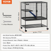 Charger l'image dans la visionneuse de galerie, Amocart 64.6" Rolling Metal Ferret Cage Large 4-Tier Critter Nation Cage Small Animal Cage for Rats Hamster Guinea Chinchilla
