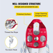 Charger l'image dans la visionneuse de galerie, SucceBuy Twin Sheave Block &amp; Tackle 2/5-1/2in 100Ft Braid Rope 35KN 7700LBS Lifting Trellis Rigging Cargo Slings for Garage
