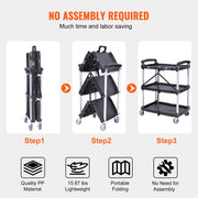 Bild in Galerie-Viewer laden, Amocart 3 Tier Folding Rolling Utility Cart Storage Shelf Movable Gap Rack Serving Cart Slide Organizer for Kitchen Bathroom
