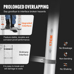 SucceBuy Telescoping Ladder 12.5 FT Aluminum One-Button Retraction Collapsible Extension 375 LBS Capacity w/Non-Slip for Home RV