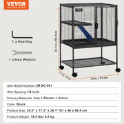 Charger l'image dans la visionneuse de galerie, Amocart 64.6" Rolling Metal Ferret Cage Large 4-Tier Critter Nation Cage Small Animal Cage for Rats Hamster Guinea Chinchilla
