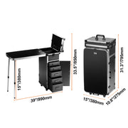 Bild in Galerie-Viewer laden, Amocart Professional Makeup Train Case Aluminum Cosmetic Case Workbench With Supporting Legs Rolling Makeup Case Extra Large
