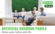 Bild in Galerie-Viewer laden, Amocart Artificial Boxwood Panel UV 24pcs 20x20/24x16 in Boxwood Hedge Wall Panels Artificial Grass Backdrop Wall Green Grass

