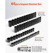 Charger l'image dans la visionneuse de galerie, Amocart 26/65PCs US Plus Drive Impact Socket Set Deep Standard Socket Set SAE Metric 6 Point CR-V Cr-Mo Alloy Steel Auto Repair
