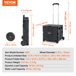 SucceBuy Foldable Utility Shopping Cart Folding Portable Crate Handcart with Telescope Handle Wheels for Travel Office Garden