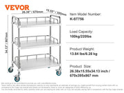 Load image into Gallery viewer, Amocart Lab Trolley 3-Layer Rolling Cart Metal Mobile Trolley  220 lbs Weight Capacity for Lab Clinic Beauty and Salon
