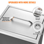 SucceBuy Ice Chest Stainless Steel Ice Cooler Commercial Ice Bin with Cover Outdoor Kitchen Ice Bar Drain-pipe and Drain Plug