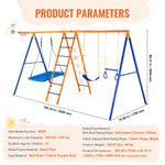 Amocart Swing Sets for Backyard 600lbs Capacity Swing Set with 1 Saucer Swing Seat 2 Belt Swing Seats Swingset Outdoor for Kids
