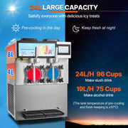 Charger l'image dans la visionneuse de galerie, Amocart Commercial Slushy Machine 12L Singal or Double Tanks Cool and Freeze Modes, Stainless Steel Margarita Smoothie Frozen Drink Maker Slushie Machine for Party Cafes Restaurants Bars Home
