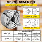 SucceBuy 4-Jaw Lathe Chuck K72-125 125 mm / K72-100 100 mm  Reversible Jaw Metal Lathe Chuck Turning Machine Accessories