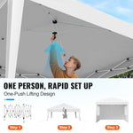 SucceBuy Pop Up Canopy 10x10FT Instant Canopy Portable Gazebo with 3 Sidewalls&2 Ventilated Windows Height Adjustable for Events