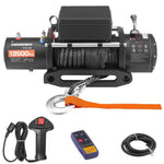 Amocart 13500 lbs Electric Winch 12V Synthetic Rope Car Winch with Wired Wireless Control for Towing SUV Off-Road Jeep Trailer