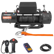 Charger l'image dans la visionneuse de galerie, SucceBuy 13500 lbs Electric Winch 12V Synthetic Rope Car Winch with Wired Wireless Control for Towing SUV Off-Road Jeep Trailer
