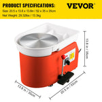 SucceBuy Electric Pottery Wheel Machine 28cm 350W Manual Handle Foot Pedal for School Ceramic Clay Working Forming DIY Art Craft