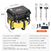 Bild in Galerie-Viewer laden, Amocart Sewer Camera 165ft/50m Self-Leveling Pipeline Inspection Camera with 9"1080P HD Screen  with Lights-12LED for Duct Pipe

