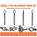 Amocart Blacksmith Tongs 18” V-Bit Bolt Tongs Wolf Jaw Tongs Z V-Bit Tongs and Gripping Tongs Carbon Steel Forge Tongs