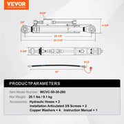 Charger l'image dans la visionneuse de galerie, Amocart Hydraulic Top Link Cat.1-1 Hydraulic Cylinder with 2 Hoses&amp;G3/8" Check Valve High-Sealing Check Valve Easy Installation
