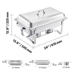 Amocart 8 Qt 4 Pack Chafing Dish Buffet Set Stainless Steel Chafer with 2 Full Size and 4 Half Size Pans Catering Warmer Server