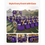 Amocart 50 Pcs Purple Chair Covers Polyester Spandex Chair Cover Stretch Slipcovers for Wedding Party Flat-Front Chair Covers