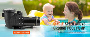 Bild in Galerie-Viewer laden, Amocart Above Ground Pool Pump 1HP/1.5HP/2HP Single Speed with Filter Basket for Above Ground Pools Hot Tubs Spas UL Certified
