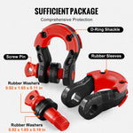 Amocart 2pcs 3/4" D-Ring Shackle U-Hook Loop Shackles with 7/8" Pin Isolators & Washers for Jeep Off Road Vehicle Recovery