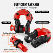 Bild in Galerie-Viewer laden, Amocart 2pcs 3/4" D-Ring Shackle U-Hook Loop Shackles with 7/8" Pin Isolators &amp; Washers for Jeep Off Road Vehicle Recovery
