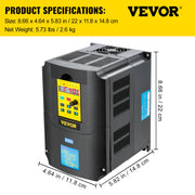 Load image into Gallery viewer, Amocart 2.2/3/4/7.5KW VFD Frequency Inverter 110V/220V 1/3P Input 3P Output Variable Frequency Drive CNC Motor Converter
