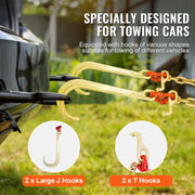 Charger l'image dans la visionneuse de galerie, Amocart G80 V Towing Bridle Chain Towing with 15" J &amp; Grab Hooks Transport Tow Chain Bridle for Flatbed Truck Wrecker Recovery
