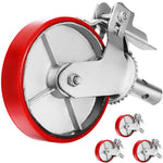 SucceBuy Set Of 4 Scaffolding Non Marking Polyurethane Swivel Caster Wheels 1100lb Cap On Iron with Lock Brake Roller Bearing