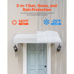 SucceBuy Aluminum Awning 60 x 42in Durable Window Awning Door Canopy Lightweight Stable Aluminum Awning Exterior Rain Protection