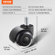 Load image into Gallery viewer, Amocart 2/3 inch Set of 5 Office Chair Wheels Replacement Computer Gaming Desk Universal Caster for Hardwood Floors and Carpet
