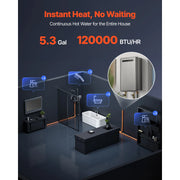 Load image into Gallery viewer, Gas Propane Tankless Water Heater 5.3/8 Gal Outdoor 120000 BTU Instant Hot Water HeaterSmart Temperature Control for House
