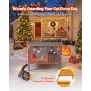 Charger l'image dans la visionneuse de galerie, Amocart Heated Cat House Insulated Wooden House for Outdoor Cats with Heating Pad Openable Asphalt Roof for 1-3 Cats in Winter
