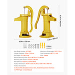 SucceBuy Well Hand Pitcher Pump 25 ft Maximum Lift Cast Iron NPT 1-1/4 in Connection for Garden Pond Farm Red/Black/Yellow/Green