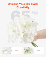 Amocart Artificial Flowers Real Looking White Silk Fake Hydrangea Bulk Faux Bridal Shower with Stem for DIY Wedding Bouquets