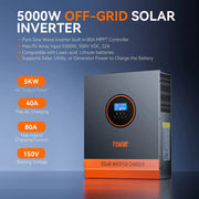 Load image into Gallery viewer, 5KW 48V Hybrid Solar Inversor 110/120V AC 80A MPPT Solar Charger Pure Sine Wave Off Grid inverter Fit Lithium Battery Home Use
