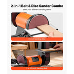 Amocart 6in Disc Sander & 2in x 42in Belt Sander 420W Bench Belt Disc Sanders Combo for DIY Woodworking Furniture Refinishing