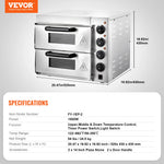 SucceBuy Commercial Pizza Oven Countertop Single Deck Layer Stainless Steel Electric Pizza Oven with Stone Handle Pizza Maker