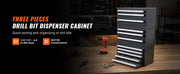 Bild in Galerie-Viewer laden, Amocart Drill Bit Dispenser Cabinet 3 Pieces Three-Drawer 1/16" to 1/2" &amp; Letter Sizes A to Z Five-Drawer Drill Bit Organizer
