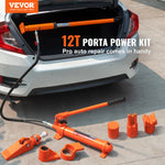SucceBuy 10/12T Porta Power Kit Portable Hydraulic Jack with Oil Hose Auto Body Frame Repair Kit with StorageCase for Car Repair