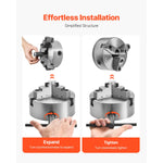 SucceBuy Lathe Chuck 3-Jaw / 4-Jaw / 6-Jaw Self-Centering Chuck & Threaded Backing Plate, T-wrench Screws, Wood Metal Lathe Use