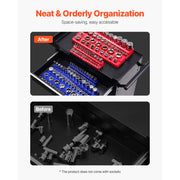 Charger l'image dans la visionneuse de galerie, Amocart 6pcs/8pcs Blue+Red Magnetic Socket Organizer Set 3/8'' 1/2'' Metric SAE Socket Trays with Clear Labels for Tool Box
