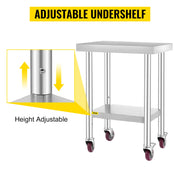 Charger l'image dans la visionneuse de galerie, Amocart Stainless Steel Kitchen Worktable shelves Commercial Work Bench Table with Caster Wheels for Home Restaurant Storage
