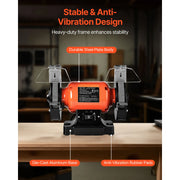 Bild in Galerie-Viewer laden, Amocart Bench Grinder 6inch Single Speed Bench Grinder High-Speed Table Grinders with Induction Motor 36/60-Grit Grinding Wheel
