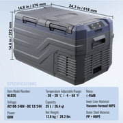 Bild in Galerie-Viewer laden, Amocart 8L to 75L Car Refrigerator Fridge Portable Icebox Single&amp;Dual Zone w/Blue Tooth Temp Adjustable for Outdoor Camping RV
