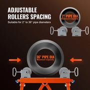 Load image into Gallery viewer, Amocart Pipe Stand with Roller Head Heavy Duty 2500LBS Load Capacity Suitable for 2-36 inches Pipe 45# Steel Roller for Welding
