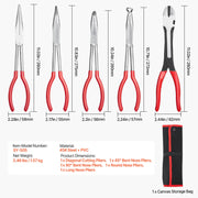 Bild in Galerie-Viewer laden, SucceBuy 5-Piece Needle Nose Pliers 11 in Long Needle Nose Pliers Set Diagonal Cutting Pliers 45°/90° Bent Round Nose Plier
