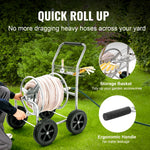 SucceBuy Hose Reel Cart 250ft Heavy Duty Garden Water Yard Planting w/ Basket Effortless Roll-up  Versatile Application Steel