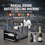 Amocart Manual Round Bottle Labeling Machine 15-20pcs/min Adjustable Labeler for Bottles Dia 0.78-4.72 in (with Pressing Bar)